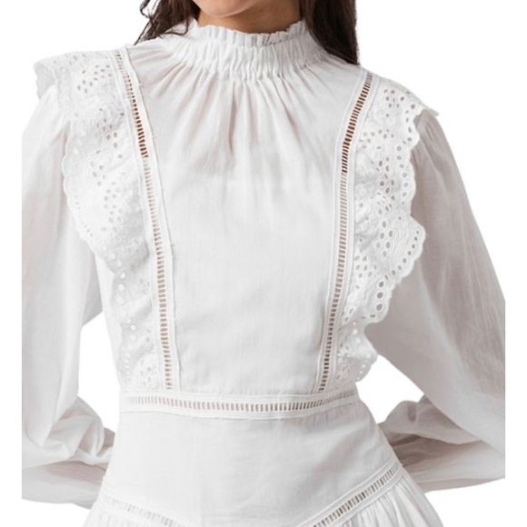 Allsaints Aislyn Broiderie Dress White Size US 2 - Picture 2 of 9